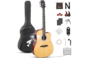Fesley X Acoustic Electric Guitar Kit: 41 Inch Full Size 6 String Cutaway Acoustic Guitar for Beginner Adults, Guitarra Electroacústica with Steel String, Built-in EQ, Gig Bag, Capo, Strap, Picks