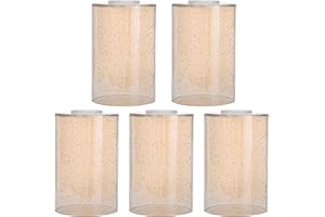 Rivqahra 5 Pack Amber Seeded Glass Lamp Shade Replacement Globe for Lighting Fixture, 6" Tall, Farmhouse Bubble Cylinder Glass Shade for Wall Sconces Chandelier Pendant Light, 1-5/8 inch Fitter