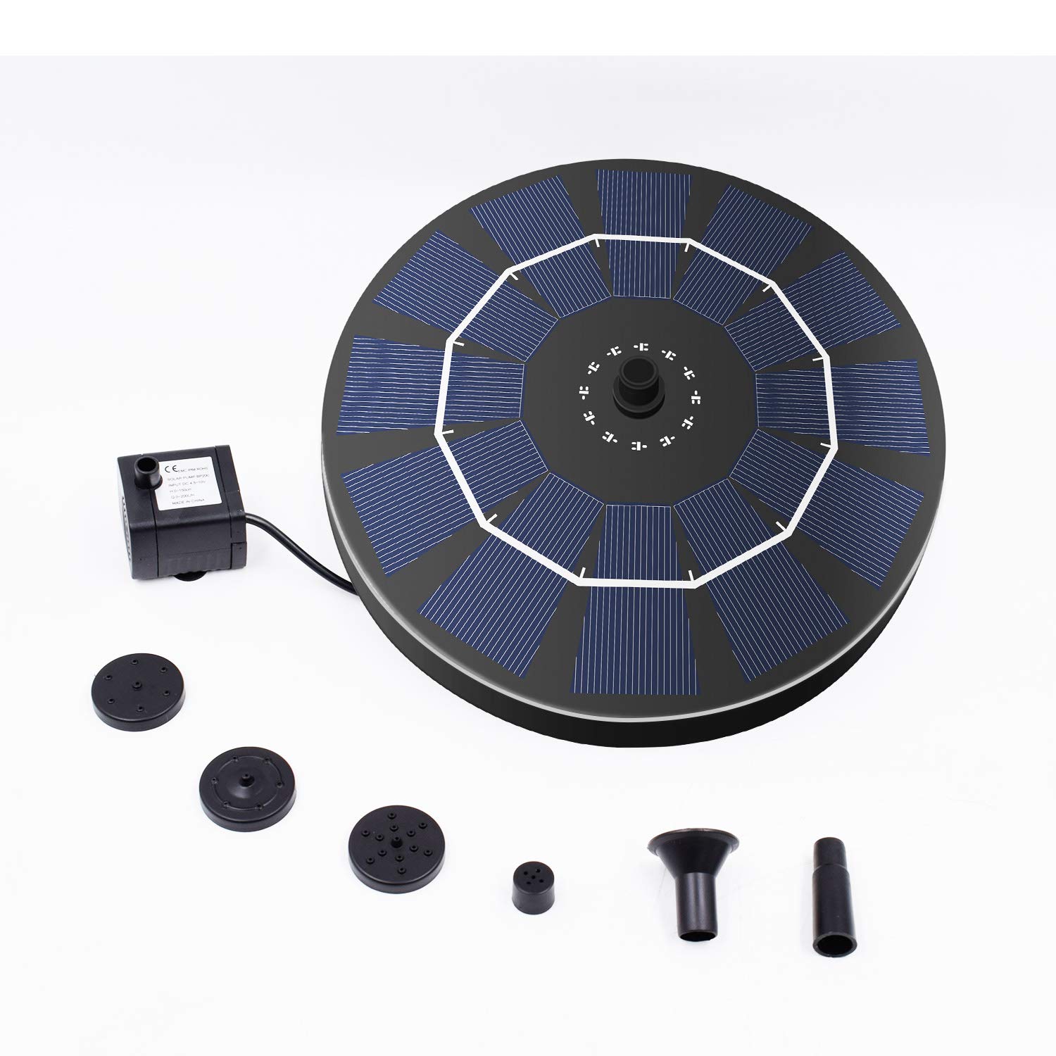 Cocofit Solar Powered Fountain Pump, Solar Fountains for birdbaths, Garden, Pond, Pool, Fish Tank, Aquarium - with Upgraded 6 Nozzles Solar Birdbath Fountain Kit(2.5W)