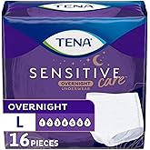 TENA Sensitive Care Overnight Incontinence Underwear for Women, Bladder control, Postpartum, Large, 16 Count (Waist Size 32in-42in)