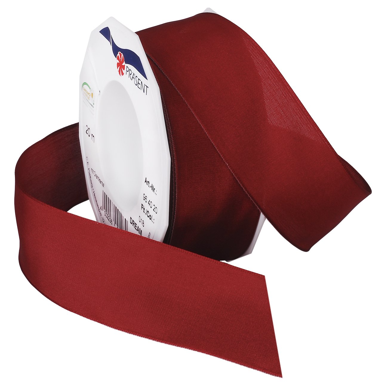 C.E. Pattberg DREAM Ribbon With Wired Edges - Mars Red, 20 m Gifts Band For Colourful Presents, 40 mm Width, Decorative Ribbon For Christmas, Easter, Baby Showers, Wedding Presents, Etc - Easy To Form