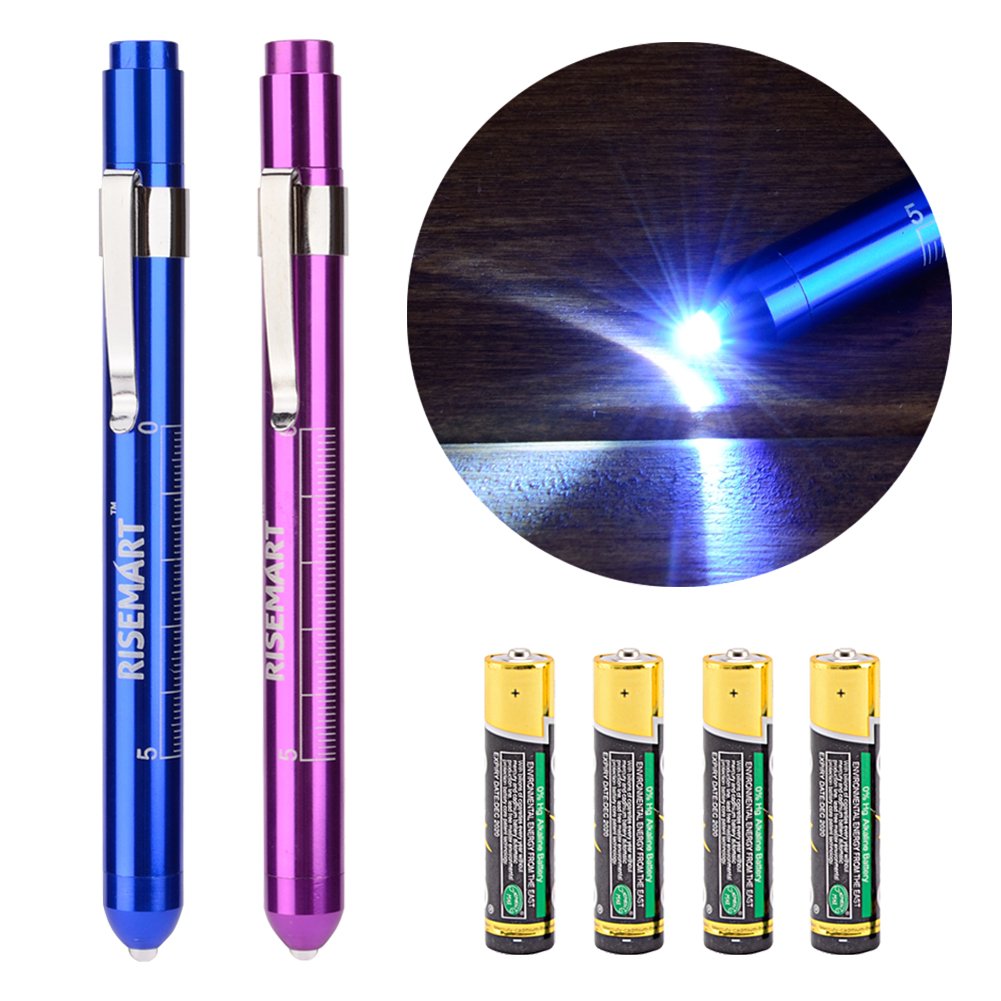 Pen Light, RISEMART Nurse Led Medical Penlight with Pupil Gauge for