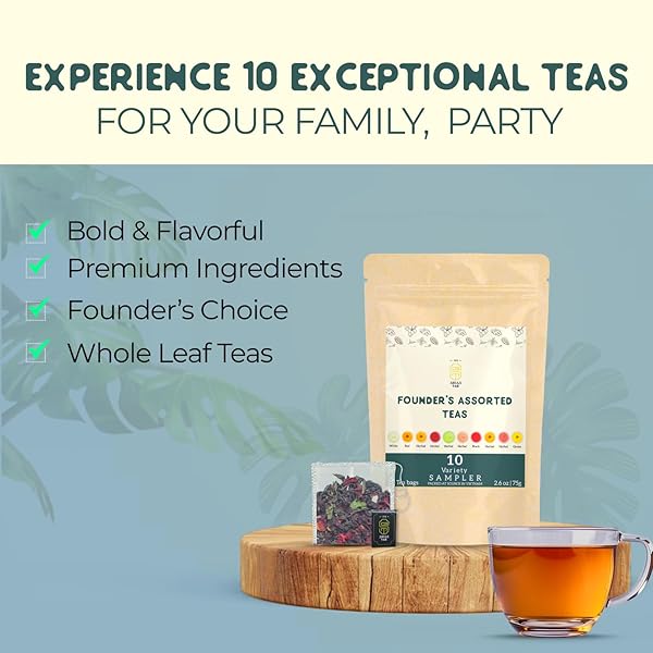 SACHS TEA 1773 FOUNDER’S ASSORTMENT – ORGANIC ASSORTED LOOSE LEAF TEA – 30 SACHETS – GREEN, BLACK, RED, WHITE, YELLOW, HERBAL TEAS – FRESH FLORAL, ROASTED FRUIT, MALTY, WOODY, HERBACEOUS NOTES – SUGAR-FREE, NON-GMO, KETO-FRIENDLY