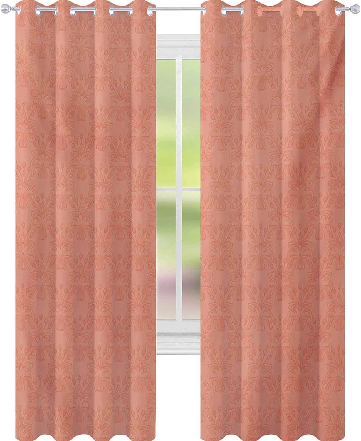 YUAZHOQI Peach Curtains for Bedroom Flower Ornate Pattern Nature