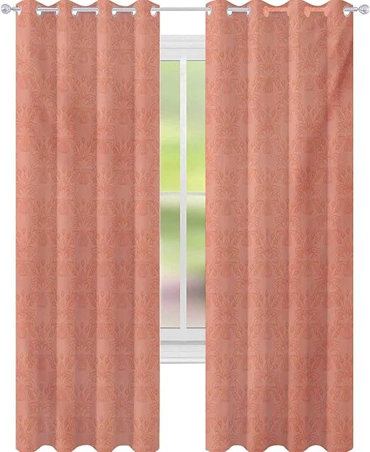 YUAZHOQI Peach Curtains for Bedroom Flower Ornate Pattern Nature