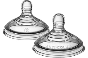 Tommee Tippee Advanced Anti-Colic Baby Bottle Nipples, Breast-Like for A Natural Latch, Soft Silicone, Medium Flow, 3+ Months, Pack of 2