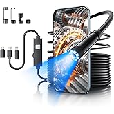 Endoscope Camera with Light, 1920P HD Bore Scope Borescope with 8 Lights, Waterproof 16.4FT Semi-Rigid Cord for Pipe Inspection, Industrial Endoscope for Phones(Black)