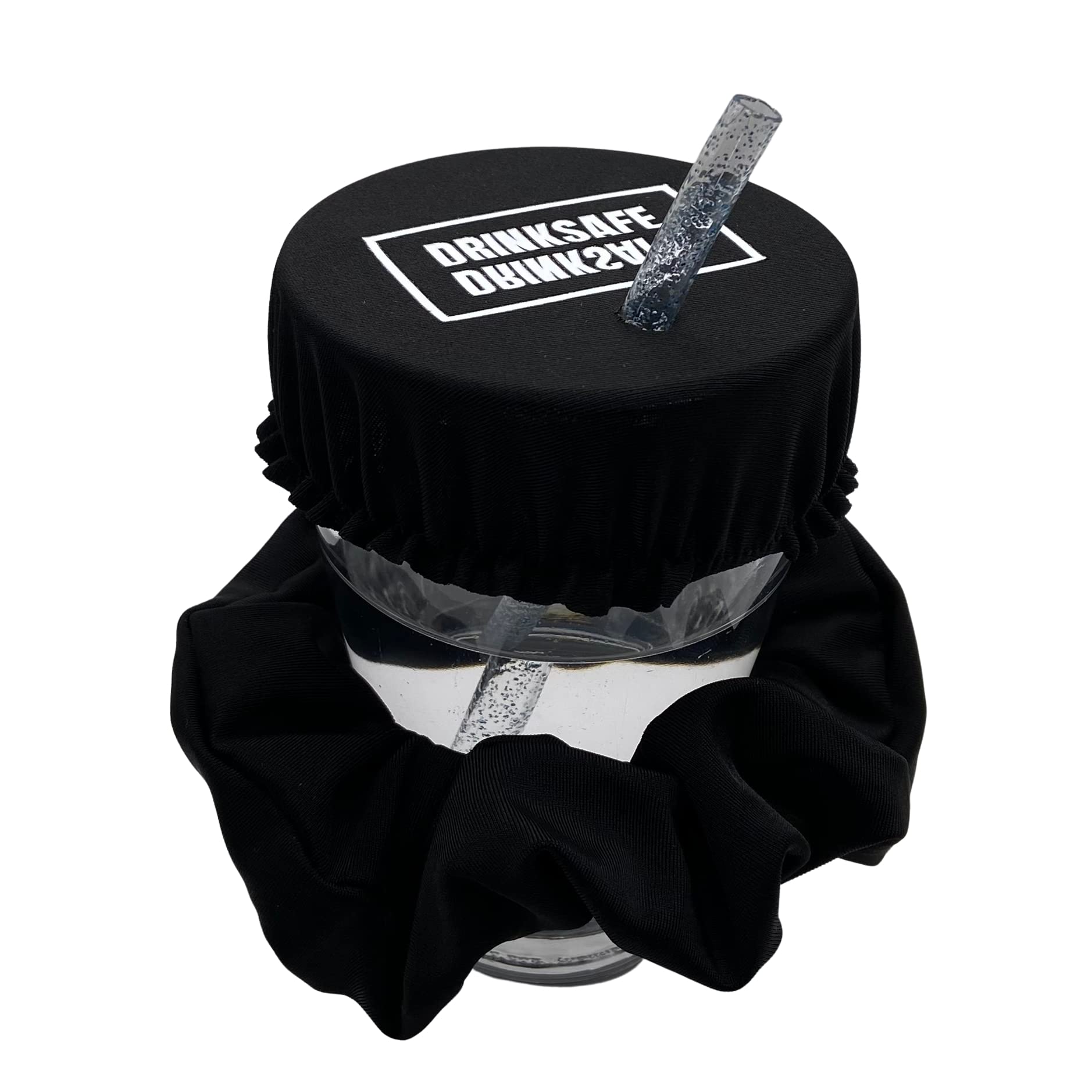 Drinksafe I Black Anti-Drug Scrunchie Protects Glass Reusable and Spill-proof for Parties and Festivals Safely