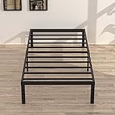Upcanso 16 Inch Narrow Twin Bed Frame 30x75 No Box Spring Needed, Metal Platform 75x30 Narrow Twin Bed Frames, Eassy Assembly