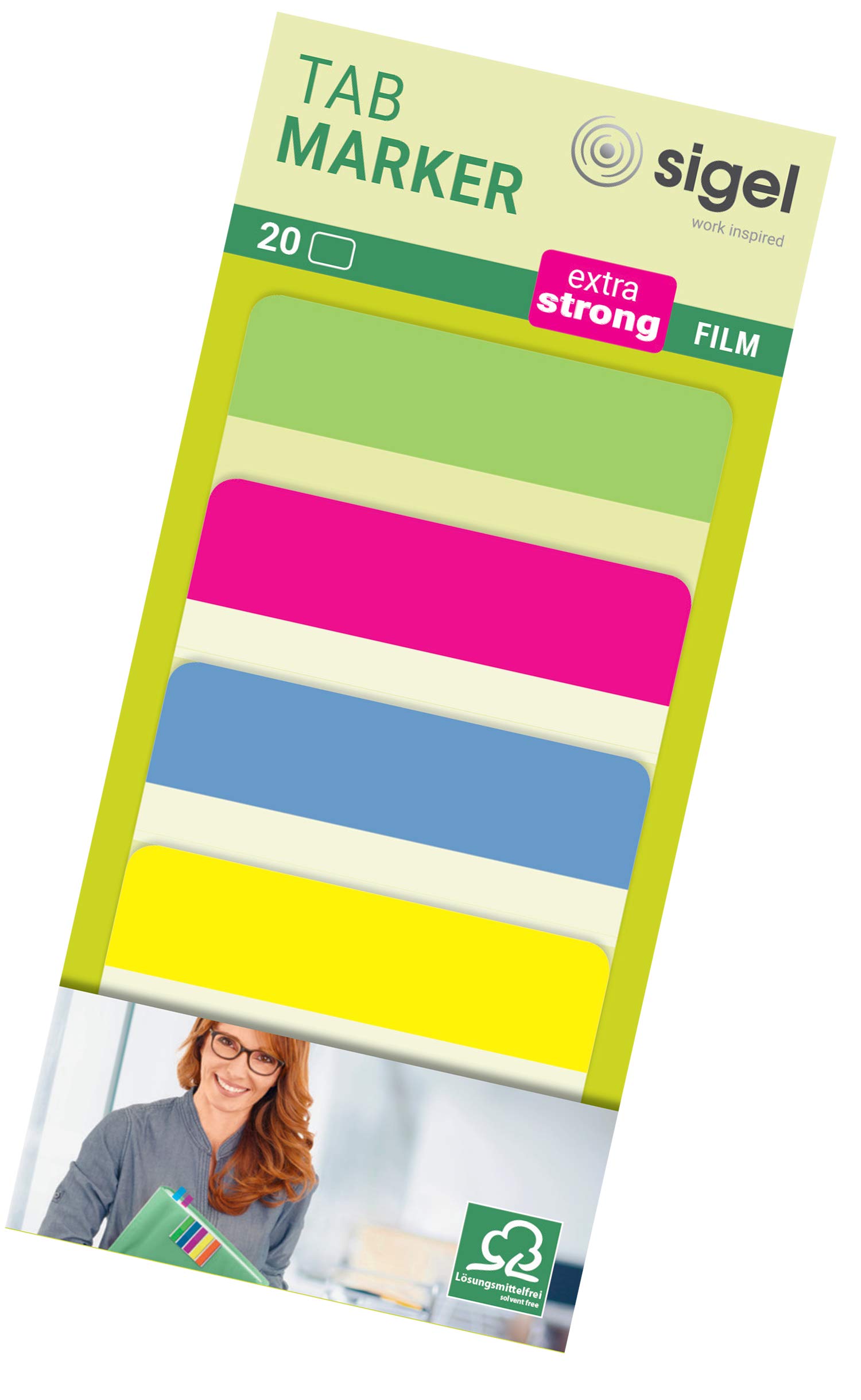 SIGEL HN204 Tab Marker Modern, extra strong, 4 x 5 sheets, lemon/Pink/Blue/Yellow