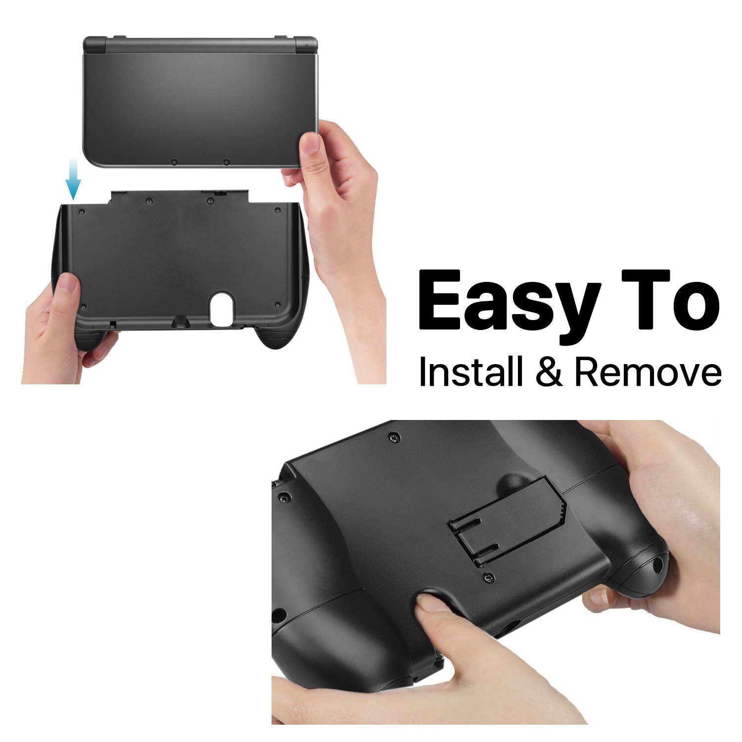 TNP New Nintendo 3DS XL Hand Grip - Protective Cover Controller Case | Ergonomic Comfort | Anti Slip Handle | with Kick-Stand | for 3DS XL LL 2015 Model
