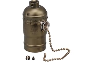Retro AC 110-240V E27 Light Bulb Pendant Holder Socket Switch with Pull Chain (Bronze)