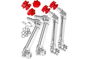 RcarmubWow Driveshafts Axles Upgrades Part for 1/10 WideMaxx (Not for Shorter Factory Arms),#45 Steel Front Rear Drive Shafts CVD 4pcs,w/Wheel Hex Nuts,Replace #8996X,Silver & Red
