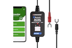 KONNWEI Bluetooth Battery Monitor 12V 24V 48V 60V Car Battery Tester, Free APP, Bluetooth 5.2 chip, Support Voltage/Starting/Charging Test Function. Suitable for Car/RV/Motorcycle/Truck/Boat