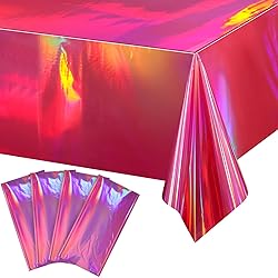 4 Pack Hot Pink Iridescence Plastic Tablecloths