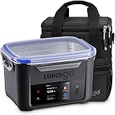 LUNCHGO® G1-Standard(74 Wh), Smart Electric Heated Lunch Box – Cordless, 5 Cups Capacity, Battery Powered, 250°F Max, Scheduled Heating, Perfect for Outdoor Work, On-The-Go Meals (Carbon Black)