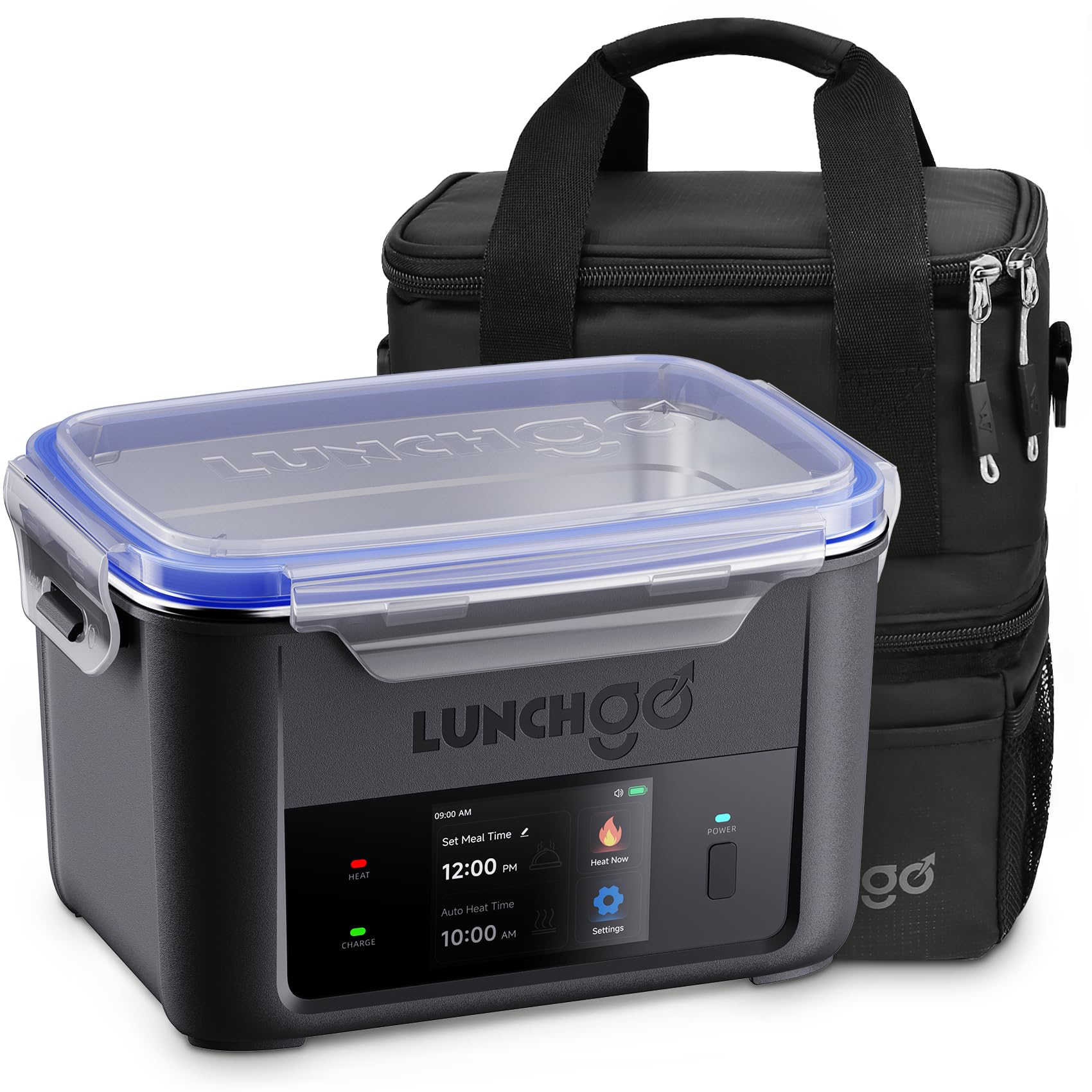 Photo 1 of LUNCHGO® G1-Standard(74 Wh), Smart Electric Heated Lunch Box – Cordless, 5 Cups Capacity, Battery Powered, 250°F Max, Scheduled Heating, Perfect for Outdoor Work, On-The-Go Meals (Carbon Black)