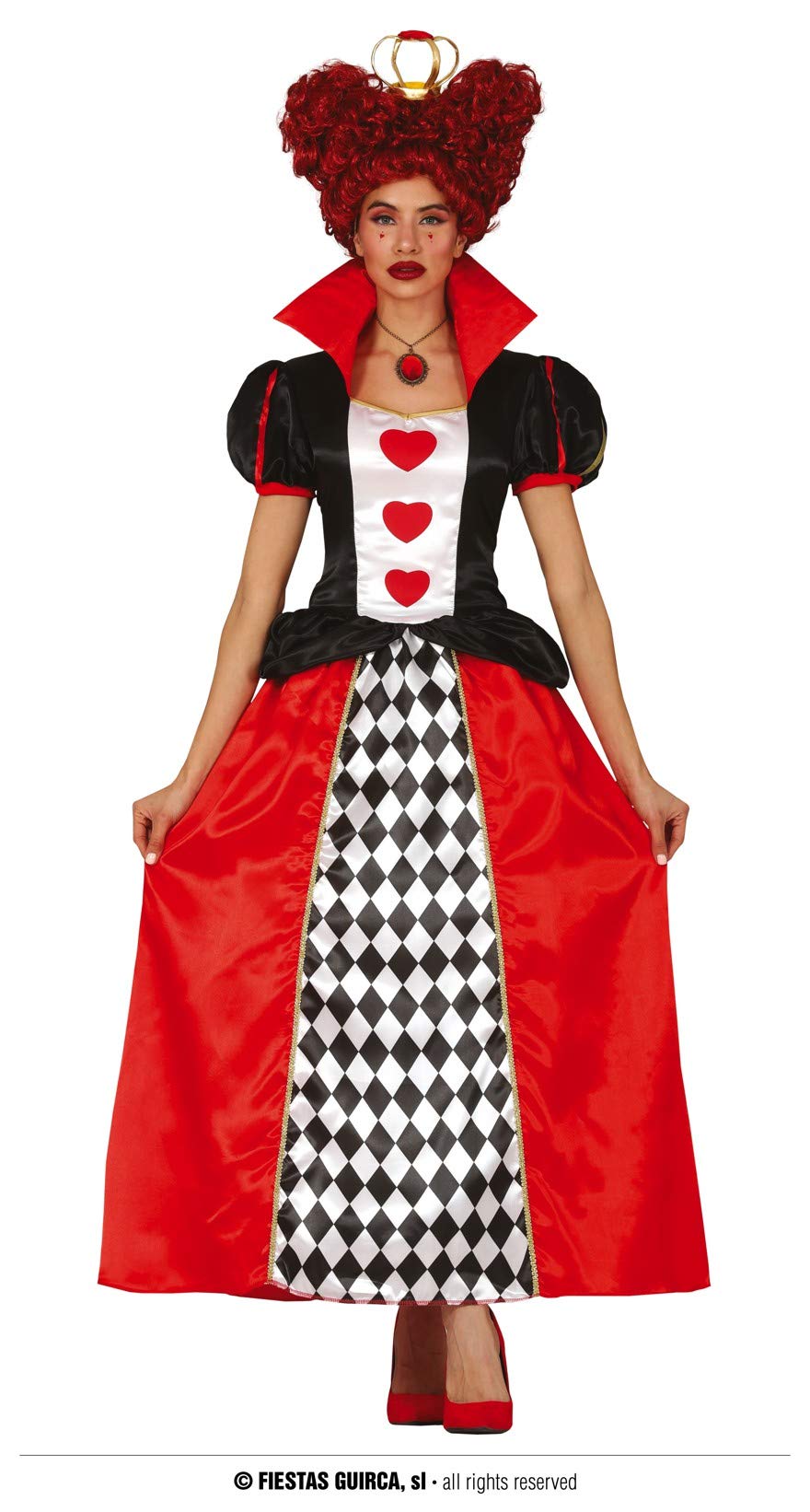 FIESTAS GUIRCA | Lady Hearts Fancy Dress (8-10/S) - Dress and Crown - Queen of Hearts Costumes for Halloween, Carnival, World Book Day and Fancy Dress Parties - Ideal for Adult Women - Red and Black