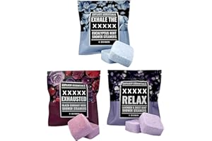 Explicit Essentials Shower Steamers Gift Set | 12 Aromatherapy Shower Steamers (3 Scent Trio) | Black Currant Rose, Lavender Mint & Eucalyptus Mint | Relaxation & Stress Relief Spa Gift for Christmas
