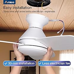 Amico Ceiling Fans with Lights, 42 inch Low Profile