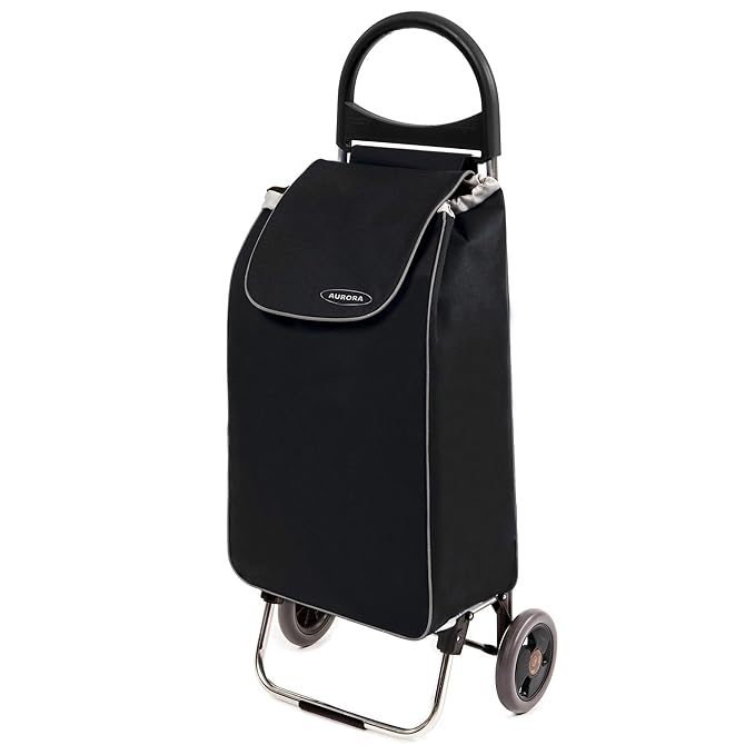 Einkaufstrolley Zussi in schwarz- Leichter Transport-Wagen Trolley 1,5kg mit leisen Gummi Rädern - Einkaufsroller mit 50l bis