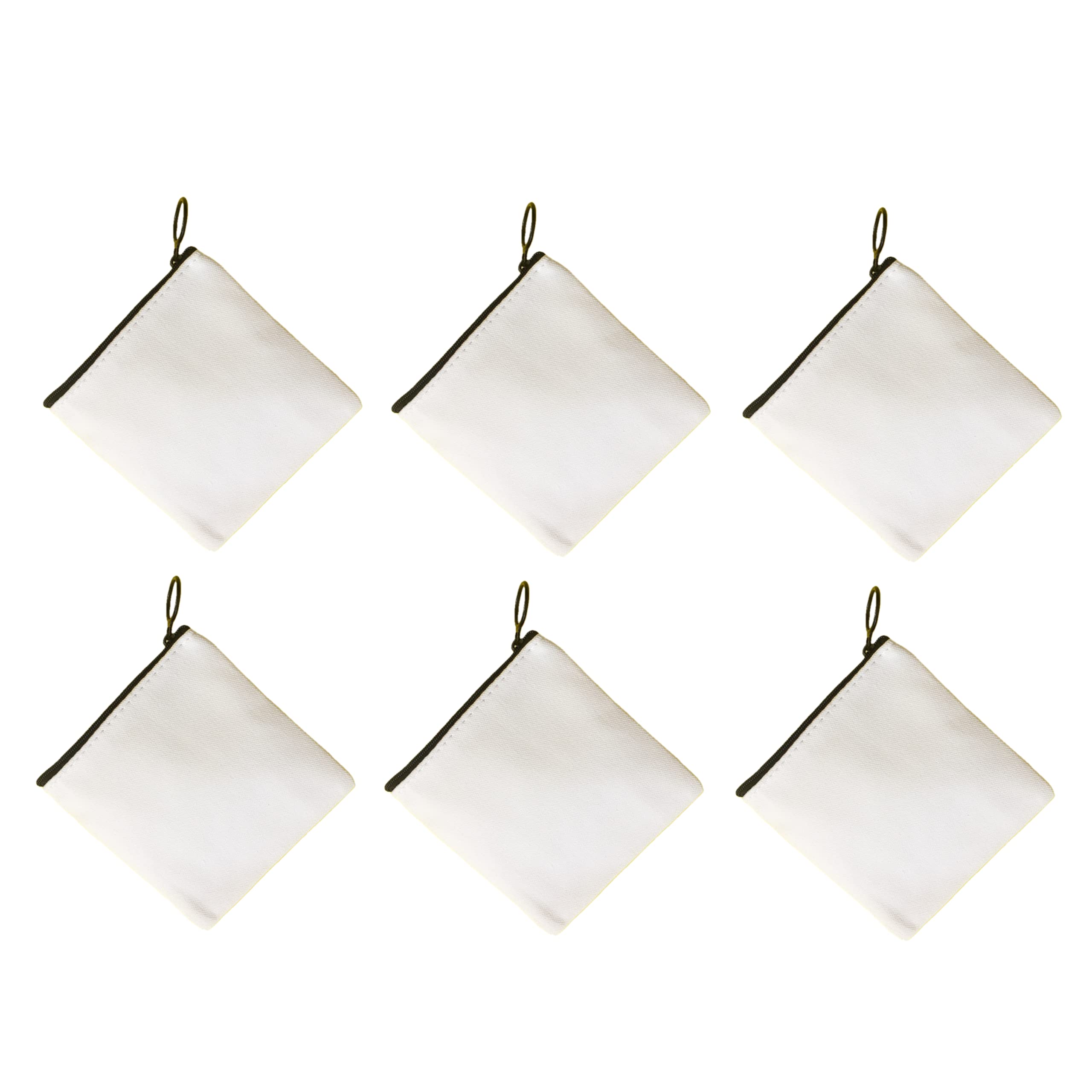 NUTFORD Canvas Purse Pouch Bag, 12oz Canvas, Vintage Zip Design, for Money Coin Accessories Holder or DIY Craft, for Women Men Kids (Six-Pack)