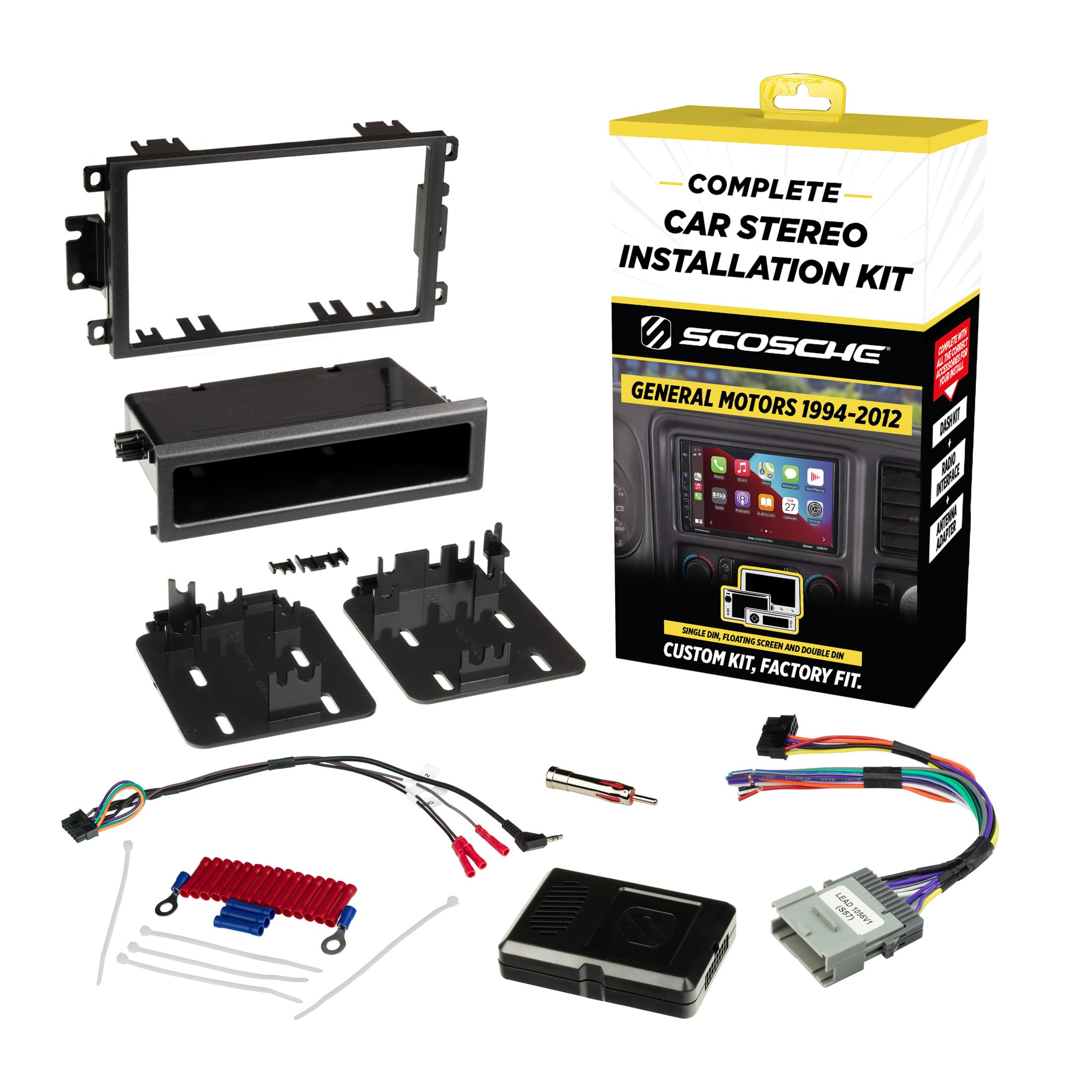 SCOSCHE GMT0312DDCS Double DIN Premium Installation Solution and Interface Compatible with 2003-12 General Motors Vehicles