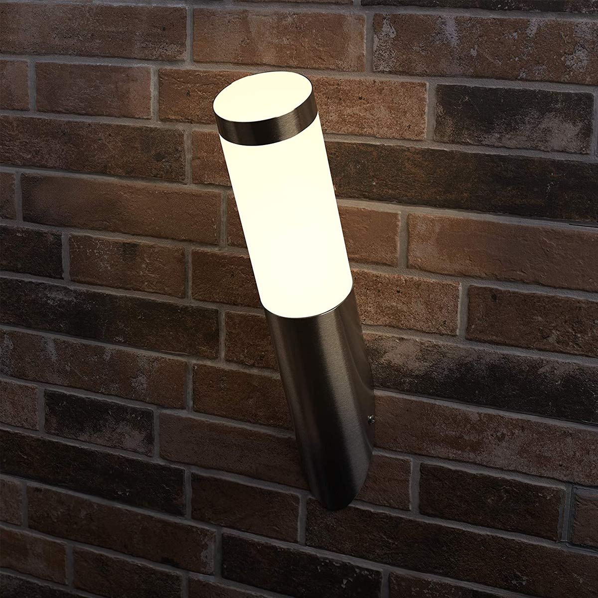 CGC Lighting Stainless Steel Silver Outdoor Outside Wall Light Indoor Garden Patio Porch Door Conservatory Decking Shed (Angled)