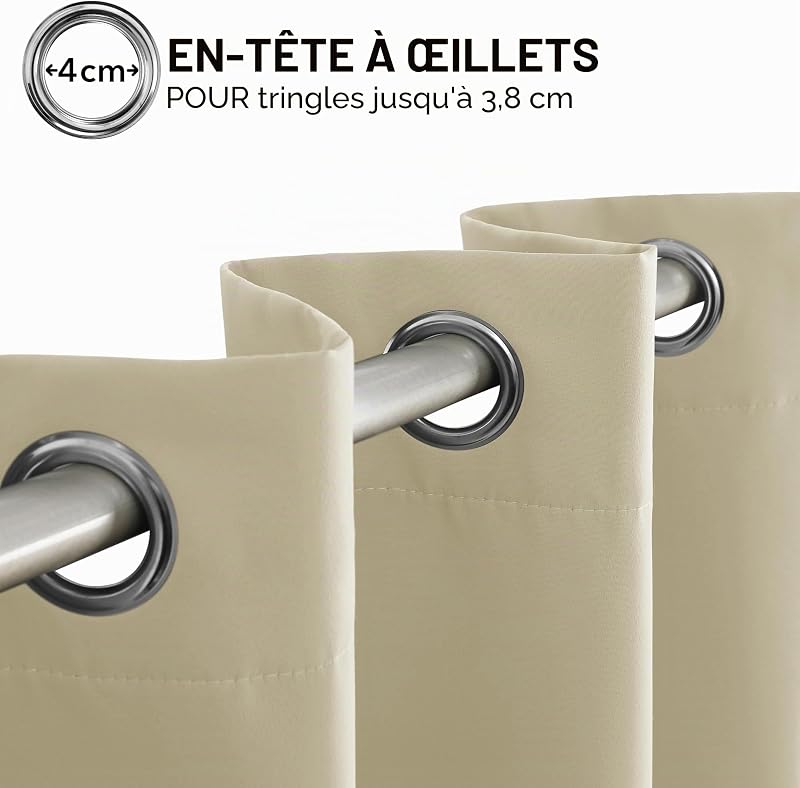Rideau Porte Fenetre Rideaux Thermique Anti Bruit Beige Foncé — photo 8 sur 8