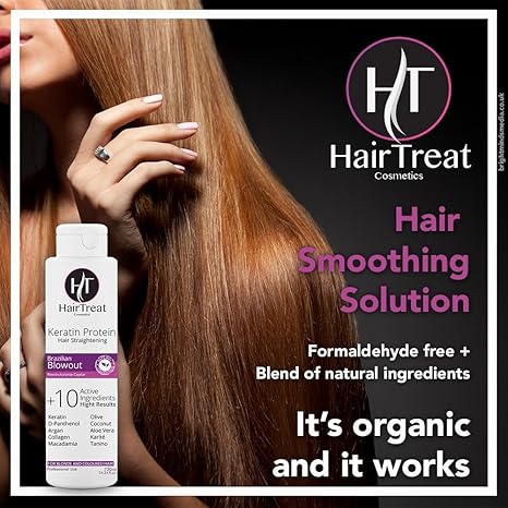 HairTreat Formaldehyde Free Brazilian Blowout Keratin Protein Hair Straightening