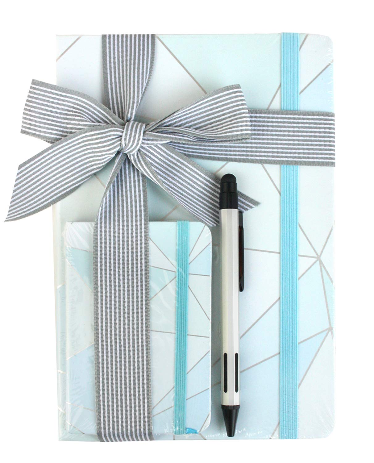 Emartbuy Premium Grid Notebook Gift Set A5 A7 Journal Pen with Stylus Elegant Ribbon Packaging Stationery Bundle for Writing Notes Office School