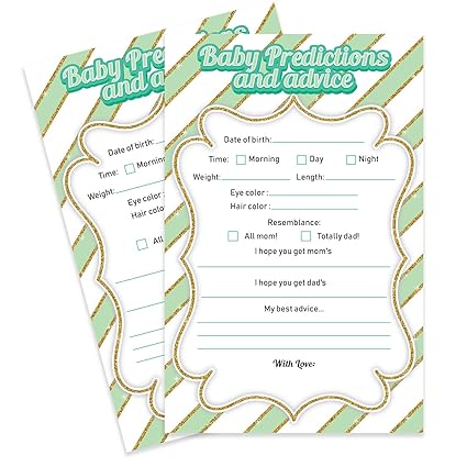 Amazon Com Baby Shower Baby Predictions Advice Unisex Pack 50 Guest Amazon Com Baby Shower Baby Predictions Advice Unisex Pack 50 Guest
