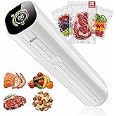 Natupo Compact Vacuum Sealer for Food (Contains 30 Reusable Seal Bags) Featuring LED Pressure Display, Ultimate Suction Power, Handheld Vacuum Sealer Machine, Portable Food Sealer