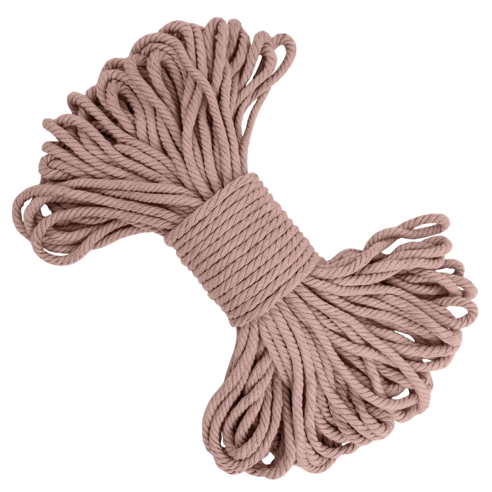 LEREATI Macrame Cord 5mm x 20m, Thick Cotton Macrame Rope Yarn Craft String, Coloured Cotton Cord for Macrame Plant Hanger, Wall Hanging, DIY Crafts, Gift Wrapping, Home Decorations (Brick Red)