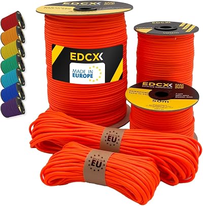 EdcX Paracord 4mm 550 Type III 35+ Colors 10–300m Europe Made
