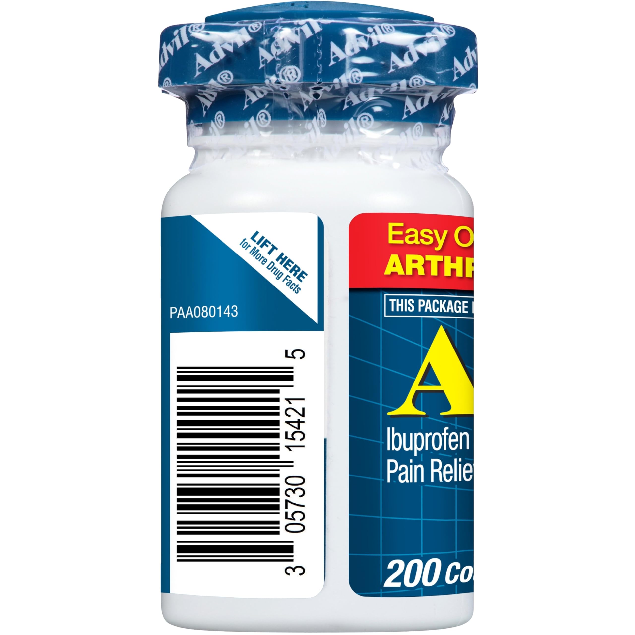 Advil Pain Reliever and Fever Reducer, Pain Relief Medicine with Ibuprofen 200mg for Joint Pain, Muscle Ache and Minor Arthritis Pain Relief - 200 Coated Tablets with Easy Open Arthritis Cap