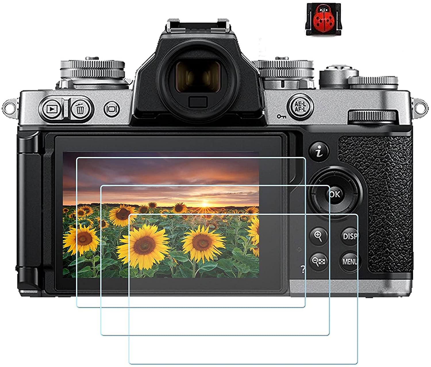 PCTC Zfc Screen Protector ZFC, Fit for Nikon Z fc DX-Format Mirrorless Camera, 3 Pack 0.3mm 9H Hardness Tempered Glass Screen, 1* Hot Shoe Cap Cover