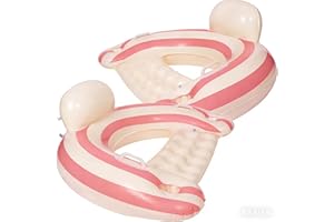 2PCS Inflatable Pool Floats Adult,Striped Pool Chairs with Cup Holders,Blow up Floats Chair for Relaxing Summer Water Fun Swi