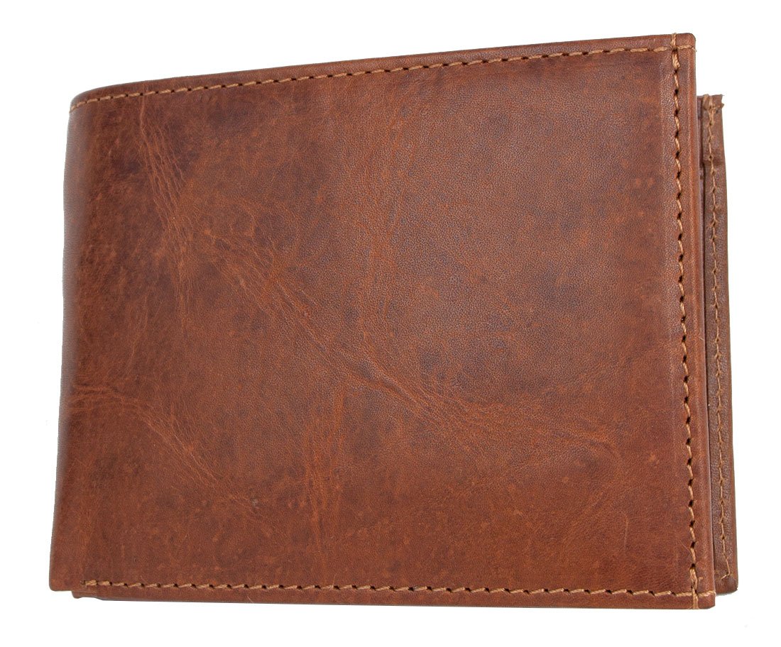 FLW Men's Natural Strong Genuine Leather Wallet without Any Logos or Markings