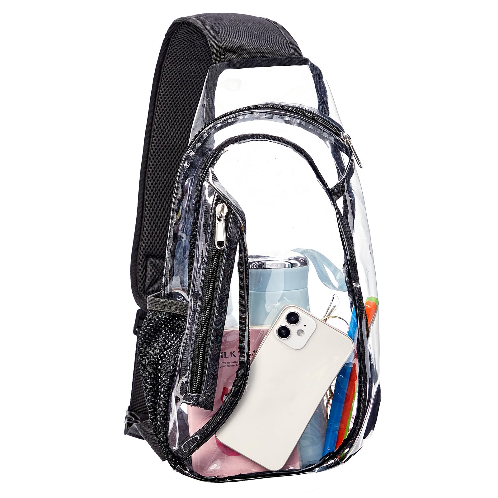 gdbis Clear Sling Bag, Stadium Approved PVC Crossbody Backpack, Clear Casual Chest Daypack for Hiking, Stadium or Concerts