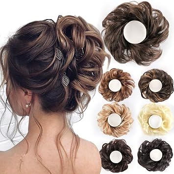 Amazon Com Leeons Scrunchy Updo Wavy Straight Hair Bun Messy