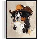 Australian Shepherd Cowboy Hat Wall Art Print Poster, Dog Pet Lover Picture Painting Artwork Bedroom Living Room Office Dining Room 150 (Australian Shepherd Cowboy Hat, 8 x 10 inches, Unframed)