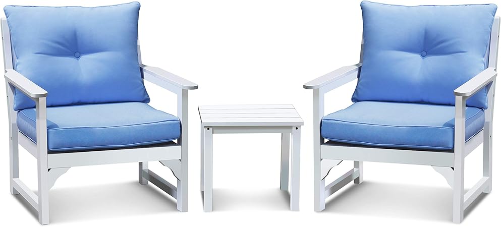 Amazon Com Kazila 3pcs Wood Patio Conversation Set With Cushions