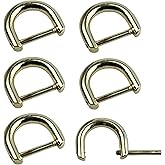AUXBC D-Rings with Closing Screw Shackle, U Shape Ring Key Holder, Horseshoe Shape Ring, Bag Hardware Accessories, DIY Leather Craft Purse Replacement (0.6 Inch/Gold), 6 PCS