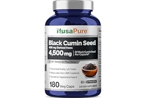NusaPure Full Spectrum Black Cumin Seed 10:1 Extract, 450 mg Equivalent to 4,500mg 180 Veggie Powder Caps Non-GMO, Vegan Non-Oily