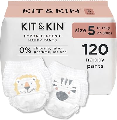 Kit & Kin Premium Nappy Pants Size 5 12-17 kg 120 Pants 6 Packs