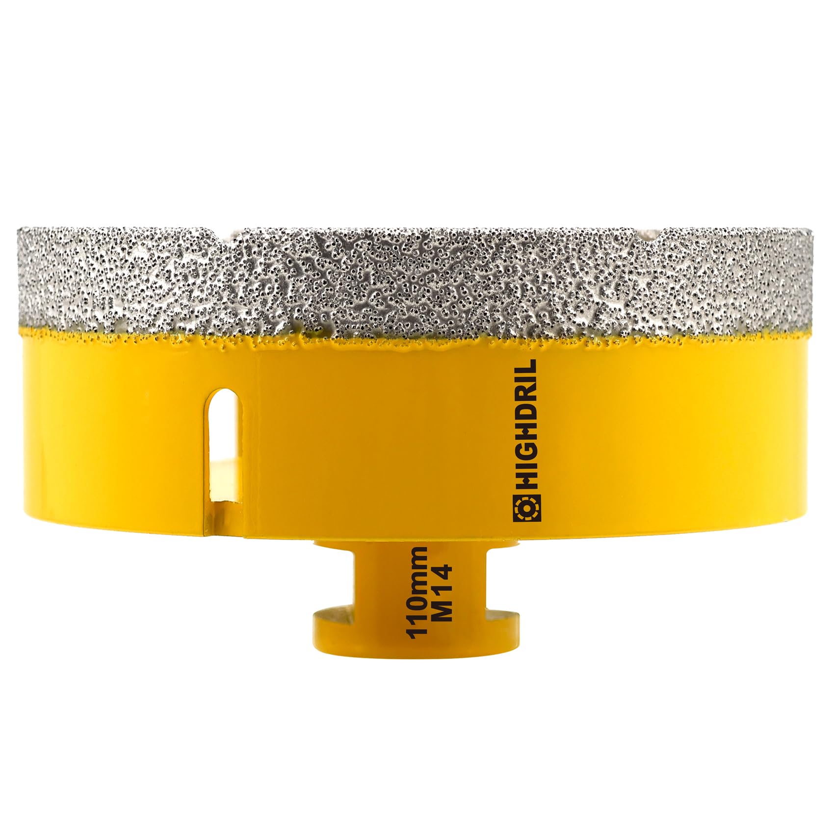 HIGHDRIL Diamond Core Drill Bit - 110mm Hole Saw with M14 Thread Dry Drilling for Porcelain Tile Ceramic Granite Marble Stone Masonry Brick for Angle Grinders