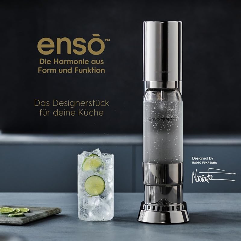 ENSO Wassersprudler - 1L Sprudlerflasche, Edelstahl, Silber