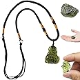 Yaoliucp Moldavite Necklace, Green Irregular Shape Moldavite Crystal Pendant with Necklace String, Moldavite Czech Meteorite Necklace Rough Crystal Energy Stone, Moldavite Necklace