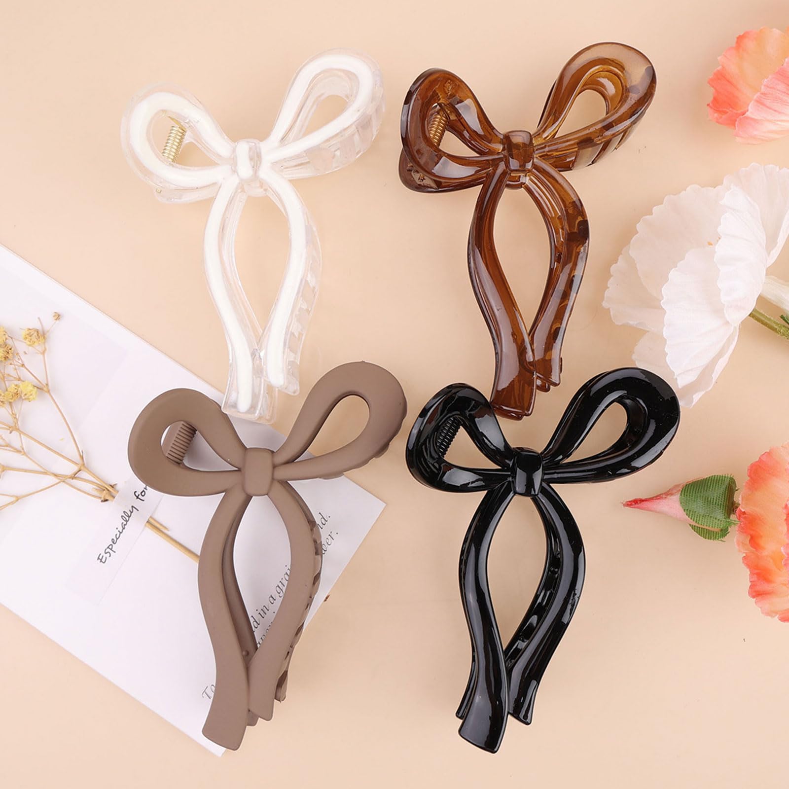 Kesfey 4 Pcs Big Butterfly Bow Hair Claw Clip for Women Large Hair Claws Nonslip Bows Hair Claw Clips Hair Accessories for Girls Thick Hair